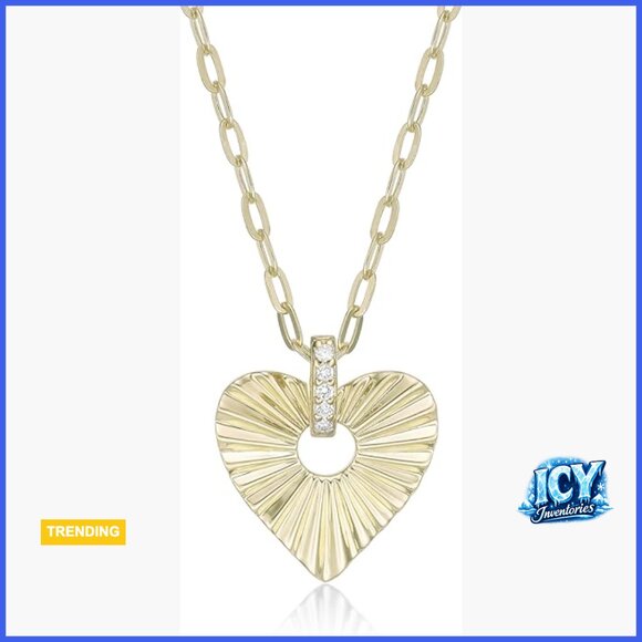 Lab Grown Diamond Heart Pendant Necklace 18k Yellow Gold Plated Silver